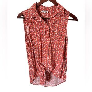 Beachlunchlounge women's sleeveless top or blouse with cute birds print size XS